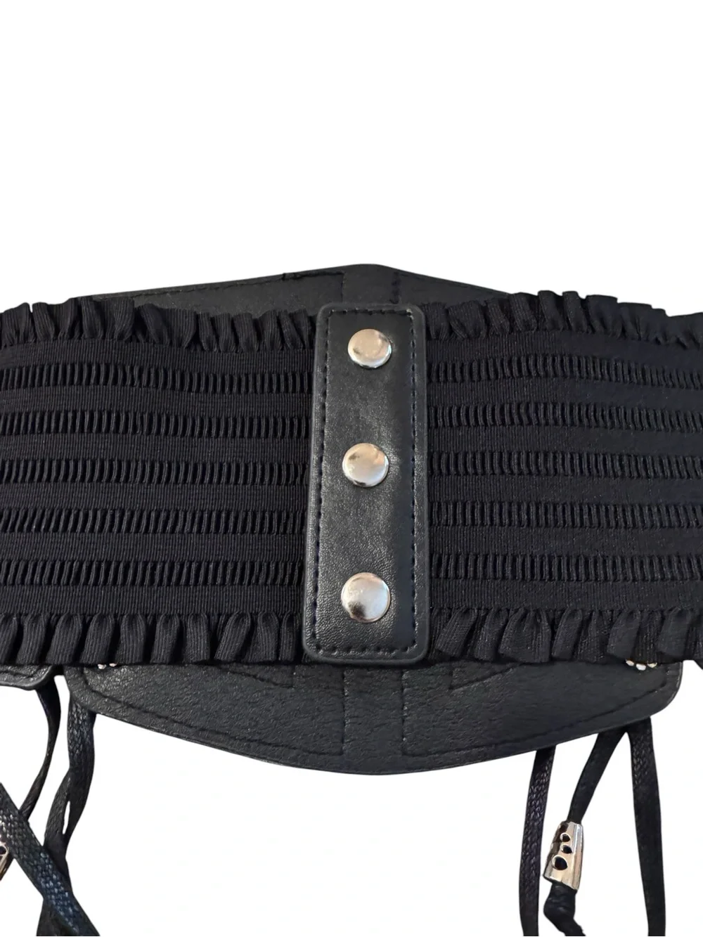 Corset Belt Size XL Black Faux Leather Stretch Lace Up Pirate Steampunk Cosplay